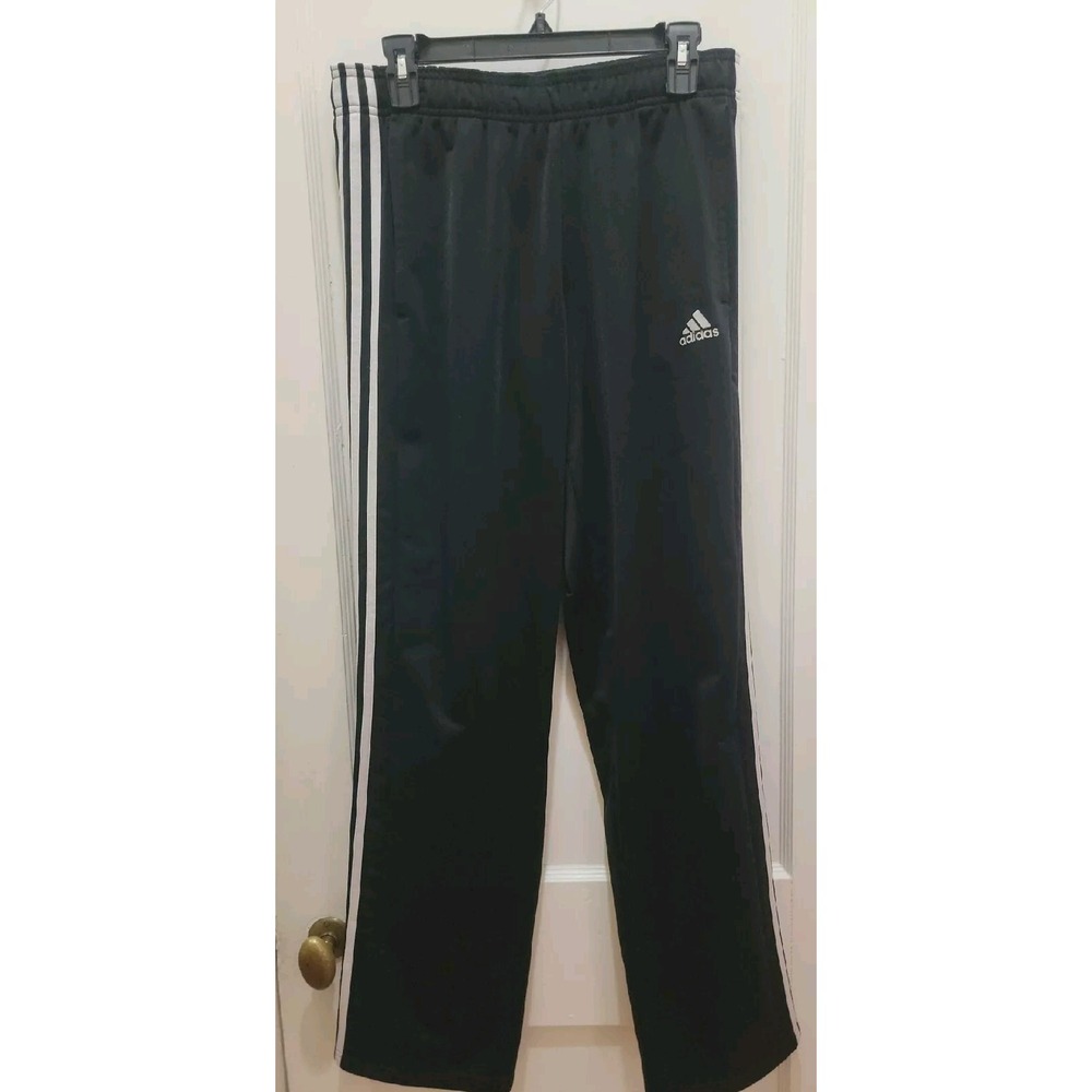 Adidas Black and White Logo Front 3 Stripe Pull On Track Pants Size Men's Med